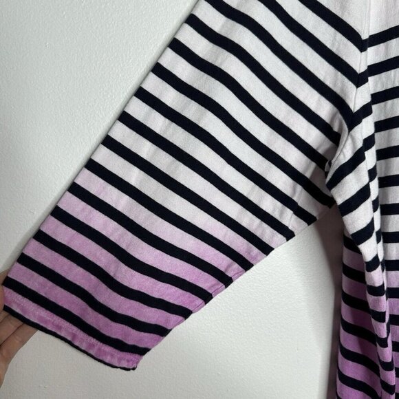 Talbots Top Tee 3X Striped Ombre 3/4 Sleeve - Picture 3 of 10